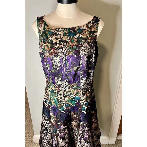 VTG CB Brand Satin Dress Dark Moody Floral Fairy Grunge Goth Party Event Sz 12 - Picture 2 of 10